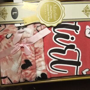 Mayfair Plush Pajama Set, Size L, Pink